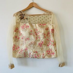 Golden Lengha with Pink Embroidery